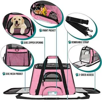 PetAmi Airline Approved Pet Carrier for Cat, Soft Sided Dog Carrier for Small Dogs, Cat Travel Supplies Accessories for Indoor Cats, Ventilated Pet Carrying Bag Medium Large Kitten Puppy, Small Pink