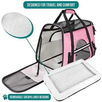 PetAmi Airline Approved Pet Carrier for Cat, Soft Sided Dog Carrier for Small Dogs, Cat Travel Supplies Accessories for Indoor Cats, Ventilated Pet Carrying Bag Medium Large Kitten Puppy, Small Pink