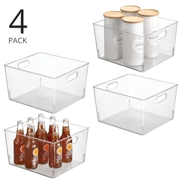 mDesign Clear Plastic Storage Bins for Kitchen Organization