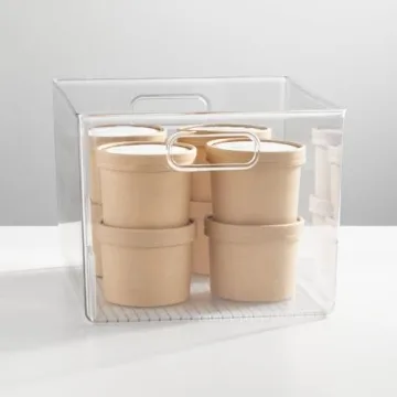 mDesign Clear Plastic Storage Bins for Kitchen Organization