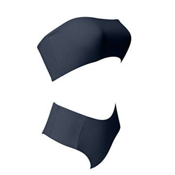 OMKAGI Women's 2 Pieces Bandeau Bikini Swimsuits Off Shoulder High Waist Bathing Suit High Cut(X-Large,Black)