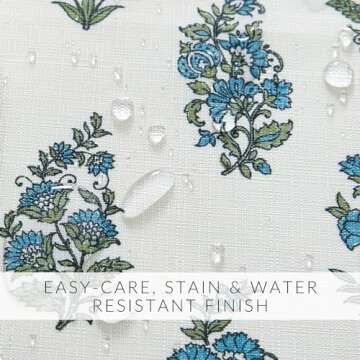 Elrene Home Fashions Tropez Paisley Block Print Coastal Stain & Water Resistant Indoor/Outdoor Fabric Rectangle Tablecloth, 60"x144"