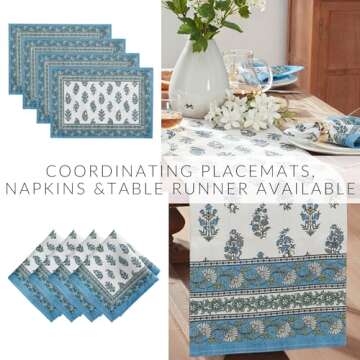 Elrene Home Fashions Tropez Paisley Block Print Coastal Stain & Water Resistant Indoor/Outdoor Fabric Rectangle Tablecloth, 60"x144"