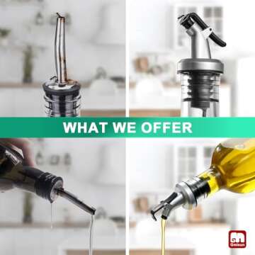 GMISUN Olive Oil and Vinegar Dispenser Bottle Set, 2Pack Oil and Vinegar Dispenser Bottle, 17oz Kitchen Oil Dispenser, Glass Cooking Oil Dispenser, Clear Glass Bottles for Oil with Funnel and Labels