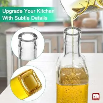 GMISUN Olive Oil and Vinegar Dispenser Bottle Set, 2Pack Oil and Vinegar Dispenser Bottle, 17oz Kitchen Oil Dispenser, Glass Cooking Oil Dispenser, Clear Glass Bottles for Oil with Funnel and Labels