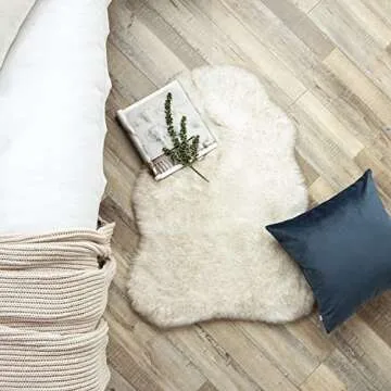 Ashler Ultra Soft Faux Fox Fur Rug White Brown Fluffy Area Rug, Carpets Fluffy Rug Chair Couch Cover for Bedroom Floor Sofa Living Room 2 x 3 Feet