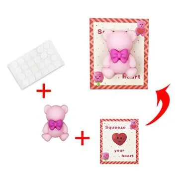 Jofan 24 PCS Valentines Cards with Mochi Squishy Toys Squishies for Kids School Class Classroom Valentines Day Gifts Prizes Party Favors