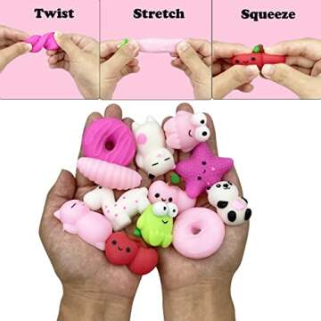 Jofan 24 PCS Valentines Cards with Mochi Squishy Toys Squishies for Kids School Class Classroom Valentines Day Gifts Prizes Party Favors