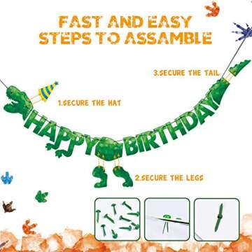 Watercolor Dinosaur Happy Birthday Banner - Dino Theme Party Decor for Kids