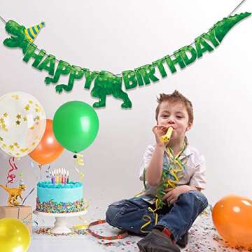 Watercolor Dinosaur Birthday Banner for Kids' Parties