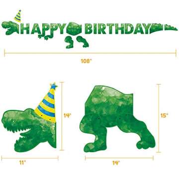 Watercolor Dinosaur Birthday Banner for Kids' Parties