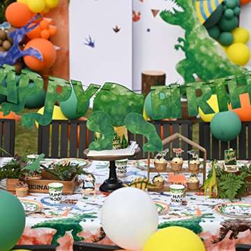 Watercolor Dinosaur Birthday Banner for Kids' Parties