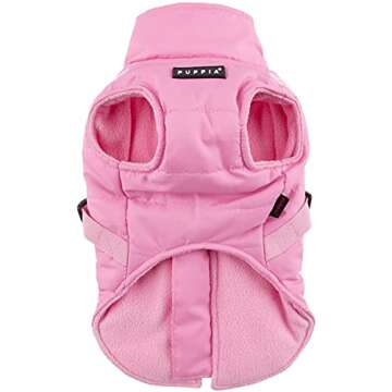 Puppia Mountaineer Winter Dog Coat with integrated harness No Pull Cold Weather Waterproof Warm Flee...