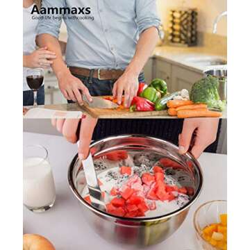 REGILLER Stainless Steel Mixing Bowls (Set of 5), Non Slip Colorful Silicone Bottom Nesting Storage Bowls, Polished Mirror Finish For Healthy Meal Mixing and Prepping 1.5-2 - 2.5-3.5 - 7QT (Colorful)