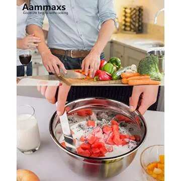 REGILLER Stainless Steel Mixing Bowls (Set of 5), Non Slip Colorful Silicone Bottom Nesting Storage Bowls, Polished Mirror Finish For Healthy Meal Mixing and Prepping 1.5-2 - 2.5-3.5 - 7QT (Colorful)