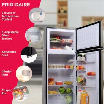 Frigidaire EFR786 Retro Apartment Size Refrigerator with Top Freezer - 2 Door Fridge with 7.5 Cu Ft ...
