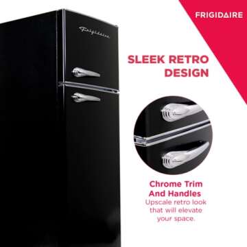 Frigidaire EFR786 Retro Apartment Size Refrigerator with Top Freezer - 2 Door Fridge with 7.5 Cu Ft of Storage Capacity, Adjustable Spill-Proof Shelves, Door & Crisper Bins, Black