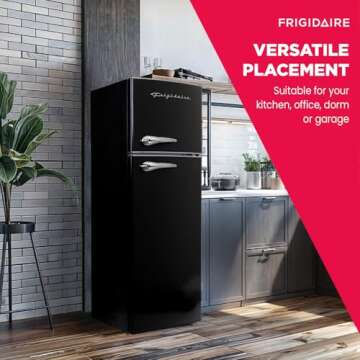 Frigidaire EFR786 Retro Apartment Size Refrigerator with Top Freezer - 2 Door Fridge with 7.5 Cu Ft of Storage Capacity, Adjustable Spill-Proof Shelves, Door & Crisper Bins, Black