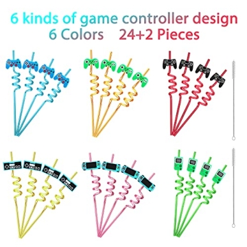 24 Game Controller Party Straws - Fun for All Ages