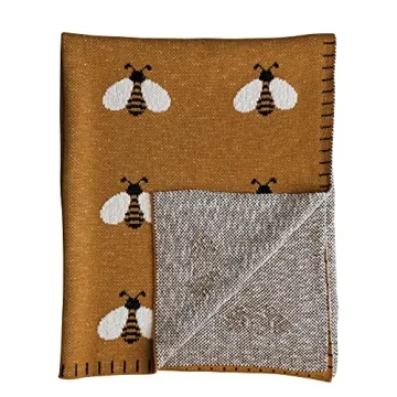 Creative Co-Op Baby Blanket with Cute Bee Print