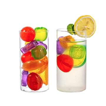 CBU 32 Pack Reusable Ice Cube, Plastic Ice Cube, Fruit Shape, BPA Free, Refreezable,Washable