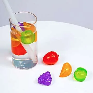 CBU 32 Pack Reusable Ice Cube, Plastic Ice Cube, Fruit Shape, BPA Free, Refreezable,Washable