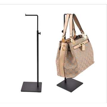 Greneric 2 Pack Metal Handbag Rack Hanging Clutch Bag Holder Display stand Adjustable Height Retail Countertop Free Standing Display Stands with Single Hook For Bags,Purses,Wig (black)