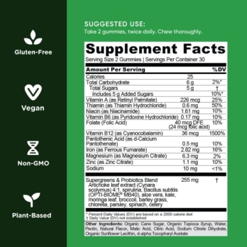 Goli Supergreens Gummies - Vegan Health Booster 60 Count