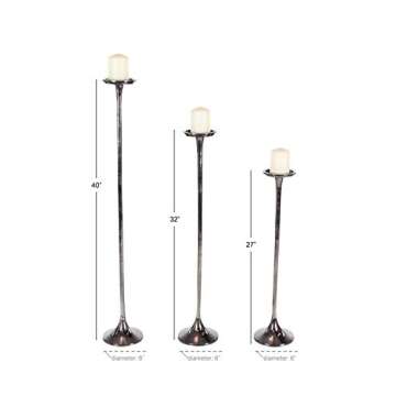 Deco 79 Aluminum Floor Candle Stand Set - 3 Stylish Holders
