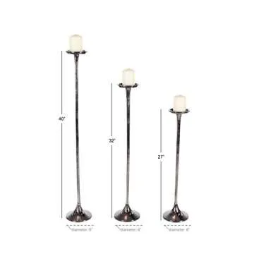 Deco 79 Aluminum Floor Candle Stand Set - 3 Stylish Holders
