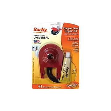 Korky 2003BP EasyFix Toilet Flush Valve and Flapper Repair Kit - Repairs Flush Valves and Flappers - Easy to Install - Made in USA, red (Pack of 3)