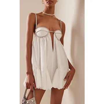 Women Y2K Mini Dress Spaghetti Strap Bodycon Clubwear