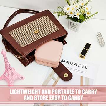 12 Pcs Travel Jewelry Case Bridesmaid Gift Boxes Jewelry Travel Organizer Small Jewelry Box Mini Storage Organizer Storage Box for Women Girls Bridesmaid Gift (White, Pink)