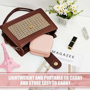 12 Pcs Travel Jewelry Case Bridesmaid Gift Boxes Jewelry Travel Organizer Small Jewelry Box Mini Storage Organizer Storage Box for Women Girls Bridesmaid Gift (White, Pink)
