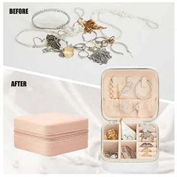12 Pcs Travel Jewelry Case Bridesmaid Gift Boxes Jewelry Travel Organizer Small Jewelry Box Mini Storage Organizer Storage Box for Women Girls Bridesmaid Gift (White, Pink)