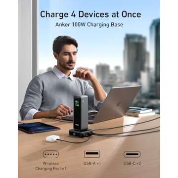 Anker Prime 27,650mAh Power Bank (250W) with 100W Charging Base, 3-Port Portable Charger, Smart App, Compatible with iPhone 15/15 Plus/15 Pro/15 Pro Max/14 Series, MacBook, Samsung, Dell, AirPods