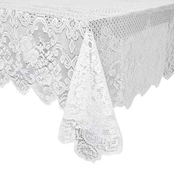 Juvale White Lace Tablecloth for Rectangular Tables, Vintage Style Wedding Table Cloths for Receptio...