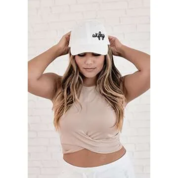ModParty Wifey Hat | Bride Baseball Cap | White Cap with Embroidered Patch | Honeymoon Wedding Gift Idea | Adjustable Buckle Women’s Hat