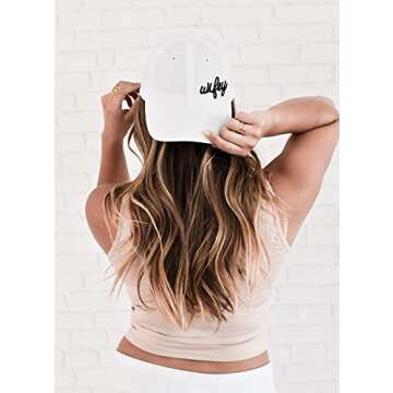 ModParty Wifey Hat | Bride Baseball Cap | White Cap with Embroidered Patch | Honeymoon Wedding Gift Idea | Adjustable Buckle Women’s Hat