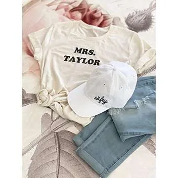 ModParty Wifey Hat | Bride Baseball Cap | White Cap with Embroidered Patch | Honeymoon Wedding Gift Idea | Adjustable Buckle Women’s Hat