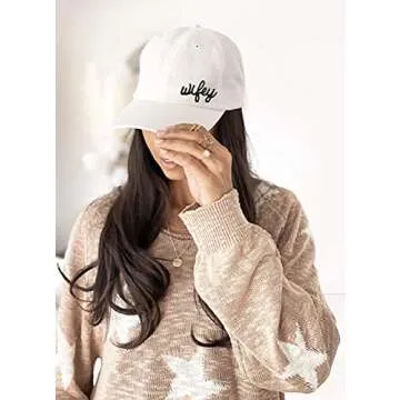 ModParty Wifey Hat | Bride Baseball Cap | White Cap with Embroidered Patch | Honeymoon Wedding Gift Idea | Adjustable Buckle Women’s Hat