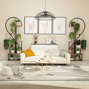 POTEY 6 Tier Metal Plant Stand, Creative Half Heart Shape Ladder Plant Stands for Indoor Plants Mult...