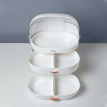 MOPMS Makeup Organizer Cosmetic and Jewelry Storage Case Large Capacity Bedroom Dresser Organizer Box Fits for Makeup Brushes, Lipsticks, 1PCS White