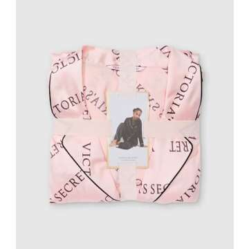 Victoria's Secret Satin Long Pajama Set, Silk Pajamas, PJ Set for Women, 2 Piece Lounge Set Silk PJs, Women's Sleepwear, Pink (XS)