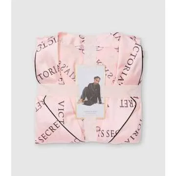 Victoria's Secret Satin Long Pajama Set, Silk Pajamas, PJ Set for Women, 2 Piece Lounge Set Silk PJs, Women's Sleepwear, Pink (XS)
