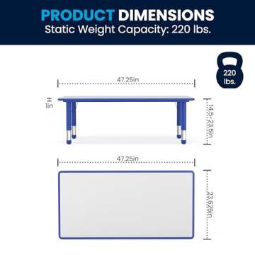 Flash Furniture Wren Adjustable Classroom Activity Table for School and Home, Plastic Activity Table...
