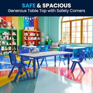 Flash Furniture Wren Adjustable Classroom Activity Table for School and Home, Plastic Activity Table for Kids, 23.625" W x 47.25" L, Gray/Blue