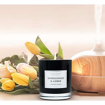 Candles for Home Scented, 8.8oz Sandalwood and Amber Aromatherapy Candles Scented with Long Lasting Burning, Highly Home Scented Candles for Stress Relief Relaxation, Jar Candle Gifts for Women Men
