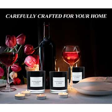 Candles for Home Scented, 8.8oz Sandalwood and Amber Aromatherapy Candles Scented with Long Lasting Burning, Highly Home Scented Candles for Stress Relief Relaxation, Jar Candle Gifts for Women Men