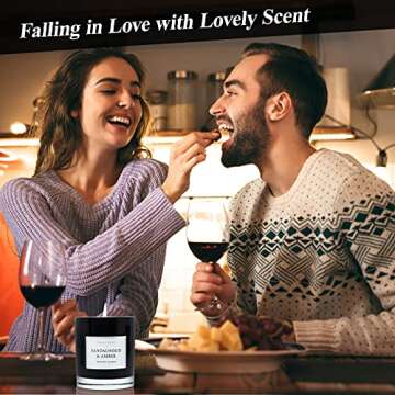 Candles for Home Scented, 8.8oz Sandalwood and Amber Aromatherapy Candles Scented with Long Lasting Burning, Highly Home Scented Candles for Stress Relief Relaxation, Jar Candle Gifts for Women Men